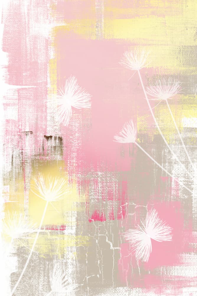 Textured Pastel Dandelions by Sally Ann Moss — canvas wall art