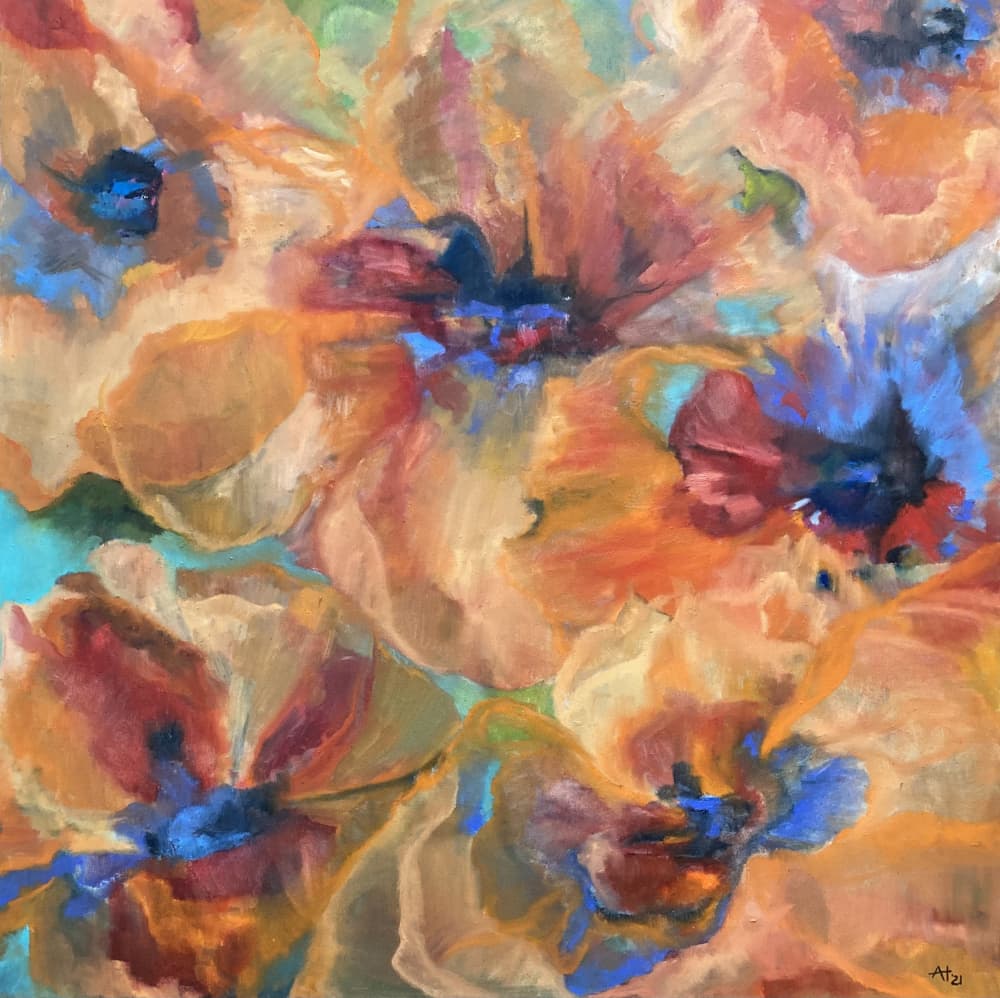 Vibrant Abstract Poppies by Alexandra Higgins — canvas wall art