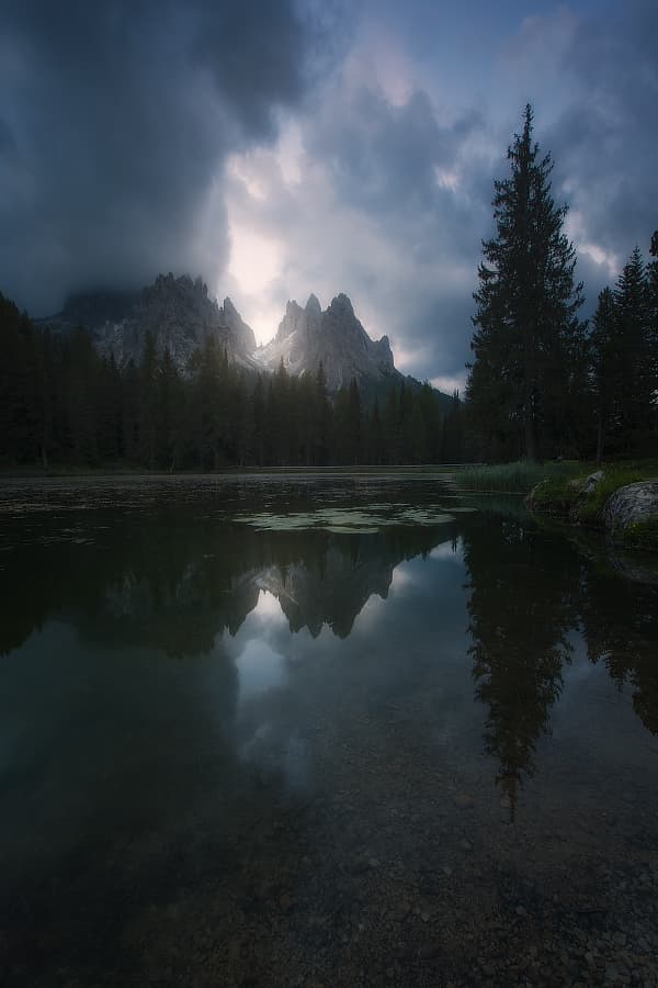 Luminous Mountain Reflections by Guillermo García Delgado — canvas wall art