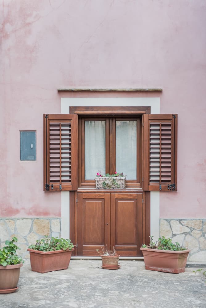 Pink Window With Shutters by Photolovers — canvas wall art