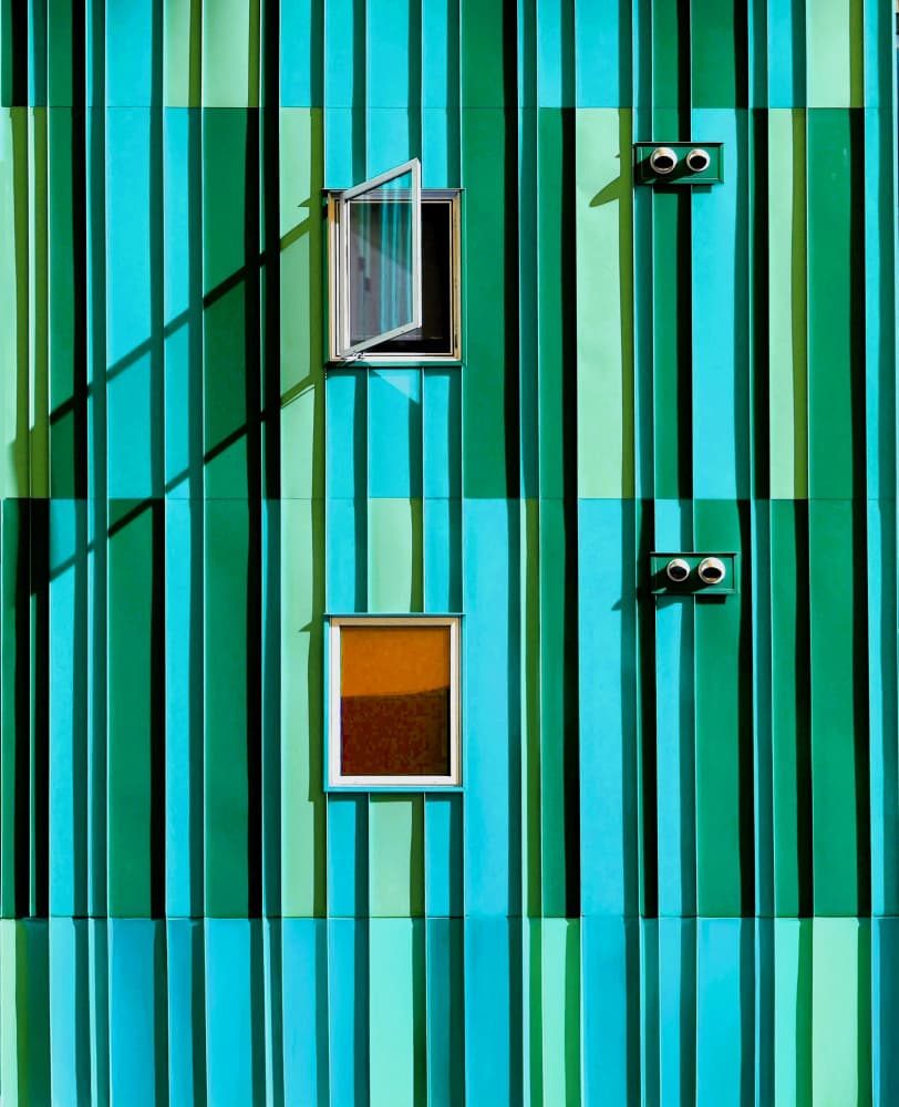 Geometric Green Facade by Arnon Orbach — canvas wall art