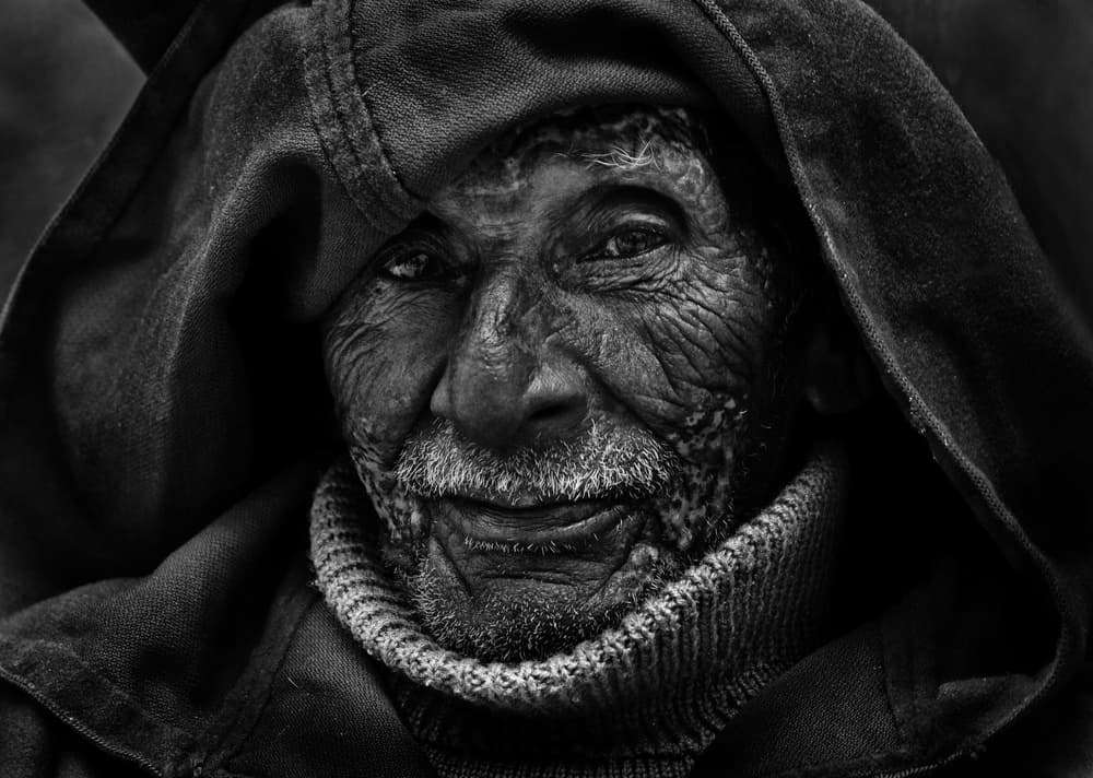 Wise Old Man Portrait by Lou Urlings — canvas wall art