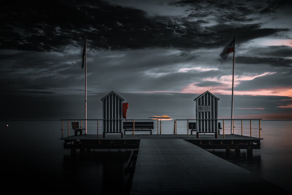 Moody Pier At Twilight by Jürgen Muß — canvas wall art