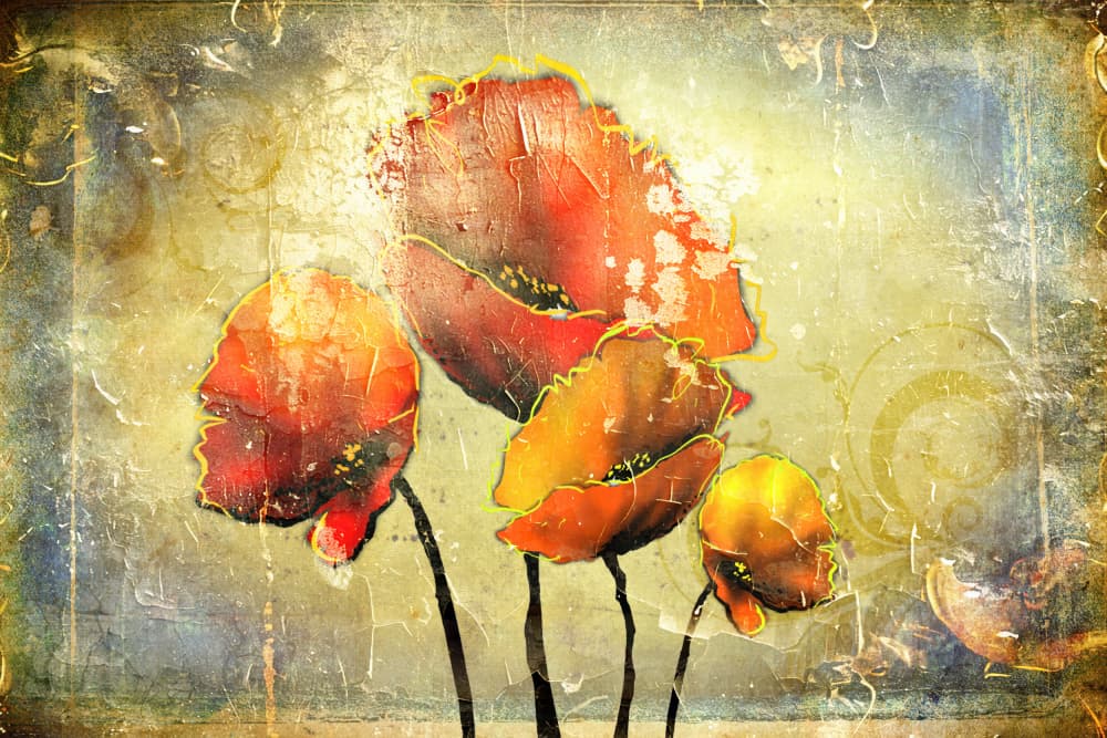Vibrant Abstract Poppies by Rafal Kulik — canvas wall art