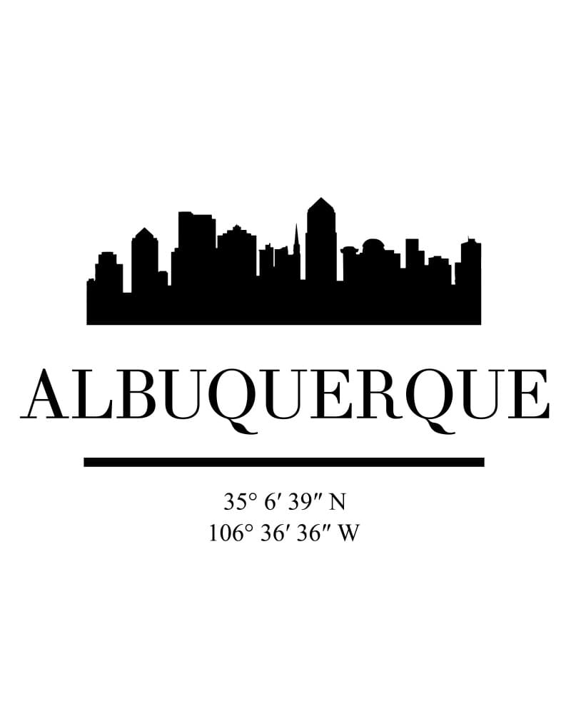 Albuquerque Skyline Coordinates by Emiliano Deificus — canvas wall art