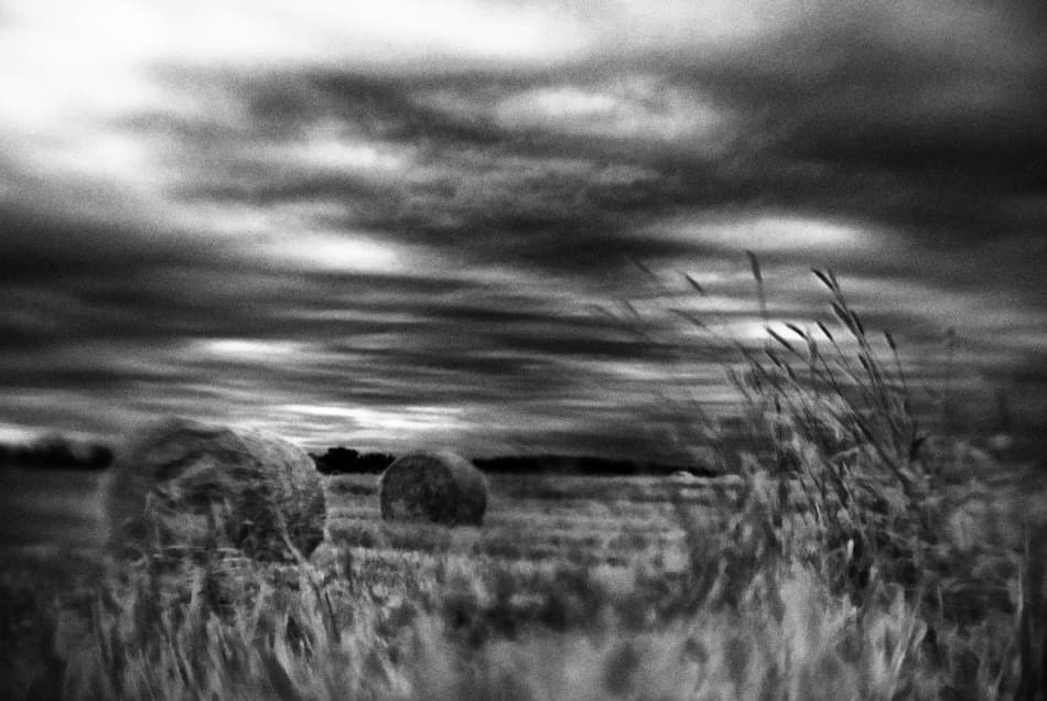 Hay Bales Dark Sky by Codrin Lupei — canvas wall art