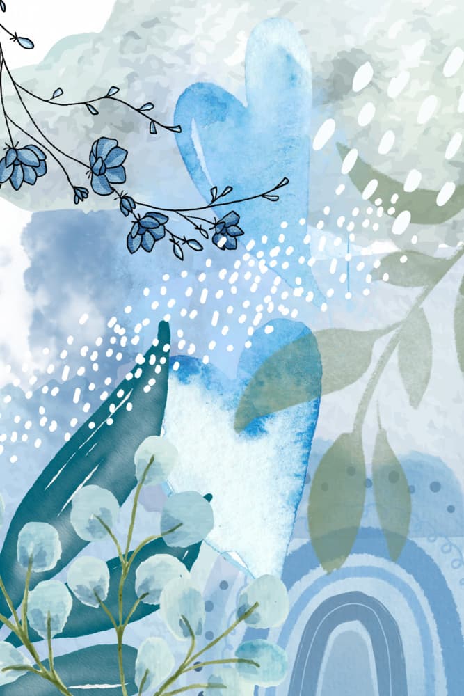 Dreamy Blue Botanicals by Sally Ann Moss — canvas wall art