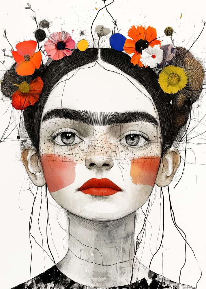 Bold Floral Portrait by Justyna Jaszke — canvas wall art