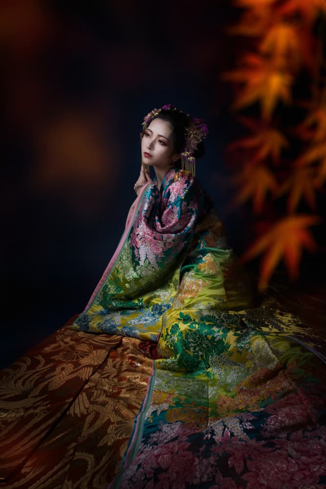 Autumn Kimono Portrait by Hiroaki Suemasa — canvas wall art