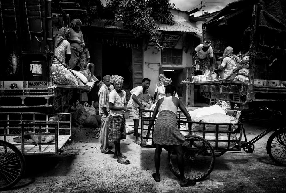 Bustling Indian Market by Joxe Inazio Kuesta Garmendia — canvas wall art