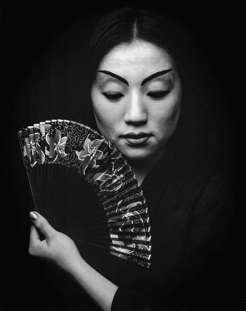 Elegant Asian Fan Portrait by Allan Li wp — canvas wall art
