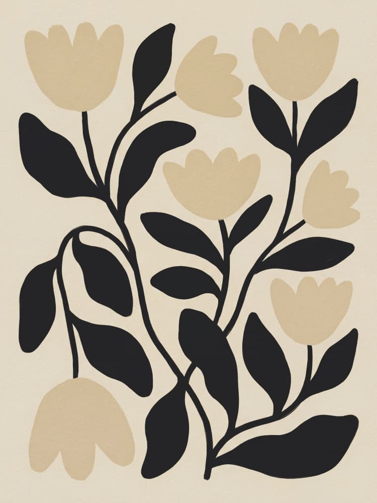 Black And Beige Botanicals by Andreas Magnusson — canvas wall art