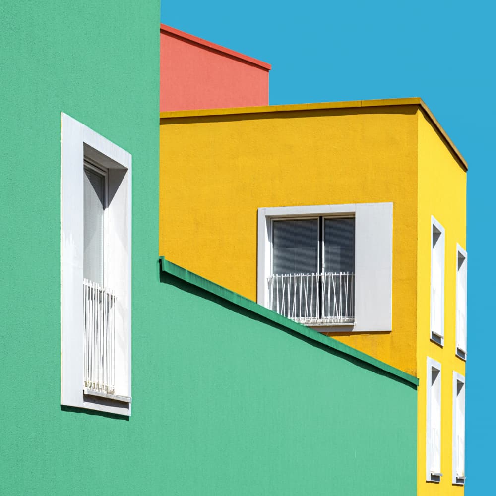 Vibrant Building Blocks by Roland M Schwerdtfeger — canvas wall art