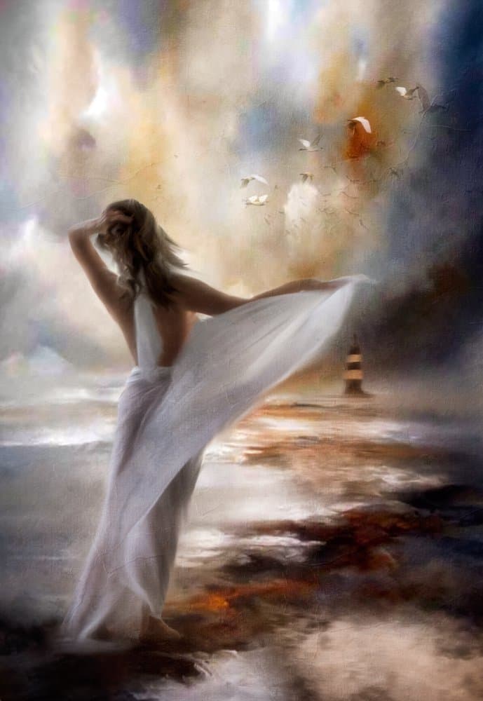 Ethereal Woman Ocean by Charlaine Gerber — canvas wall art
