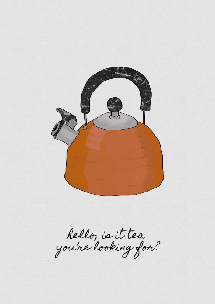 Hello Tea Kettle by Orara Studio — canvas wall art