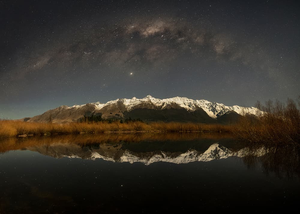 Milky Way Mountain Reflection by Yan Zhang — canvas wall art