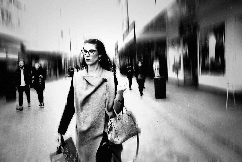 Urban Shopper in Motion by Holger Droste — canvas wall art