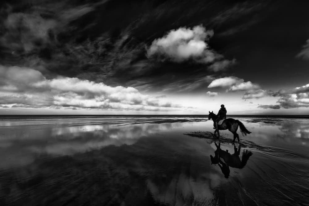 Dramatic Beach Horse Ride by Andreas Klesse — canvas wall art