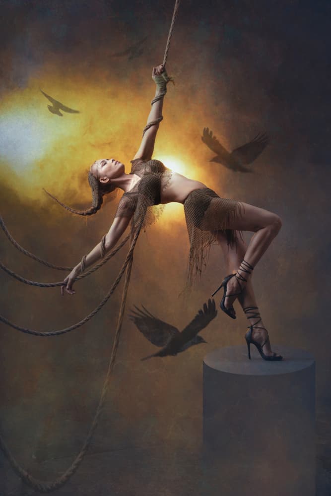 Suspended Woman Crows by Ajar Setiadi — canvas wall art