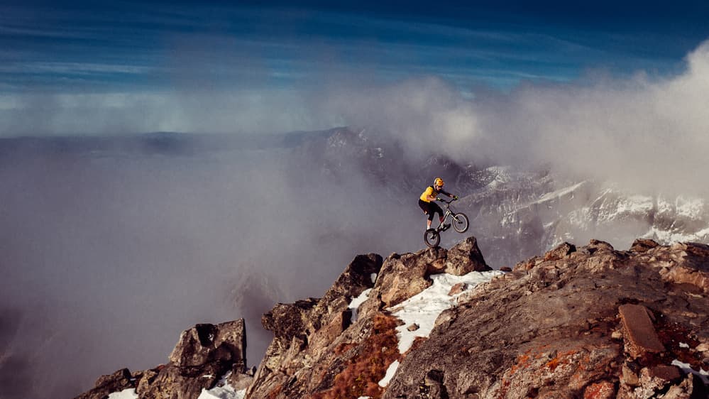 Mountain Biker Above Clouds by Martin Krystynek MQEP — canvas wall art