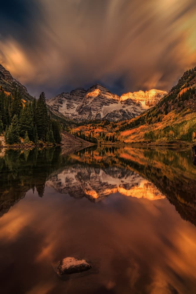 Majestic Autumn Mountain Reflections by Jenny Qiu — canvas wall art