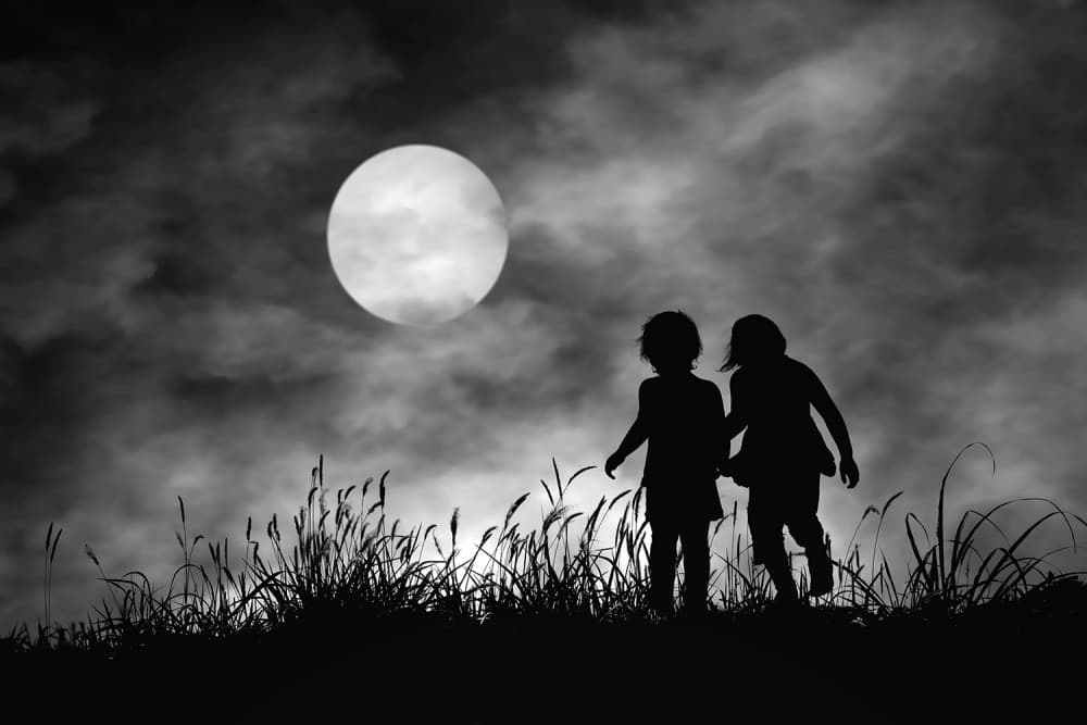 Moonlit Silhouettes Walking by Hengki Lee — canvas wall art