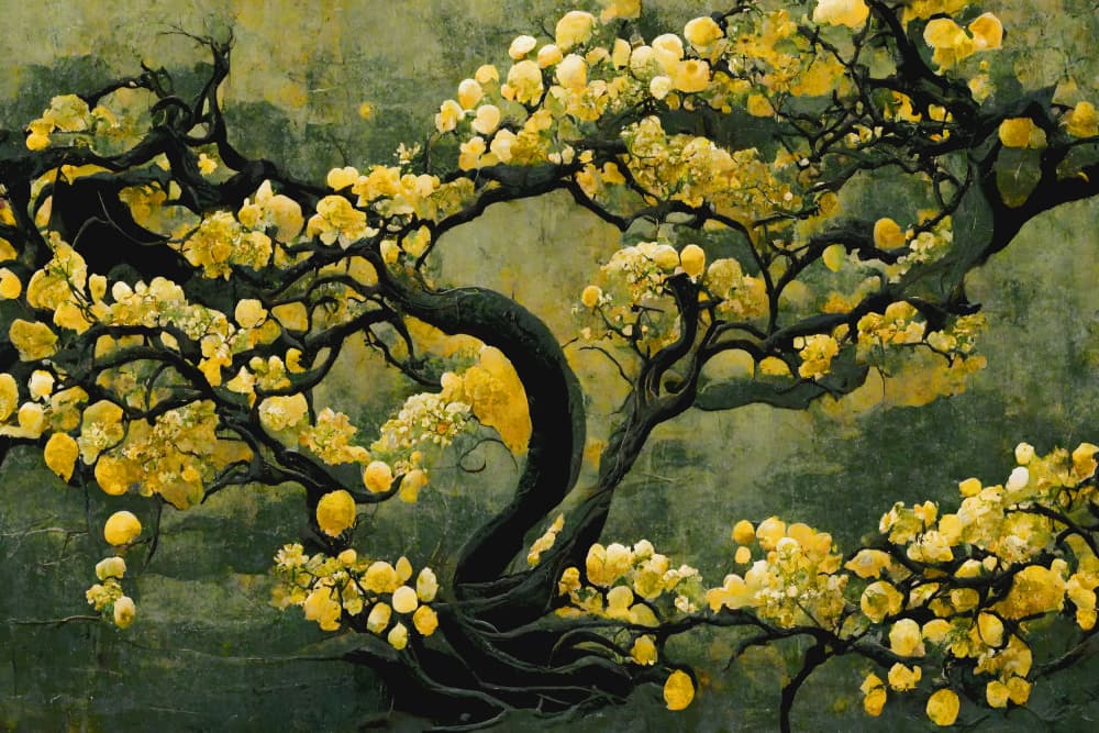 Golden Blossom Tree by Treechild — canvas wall art