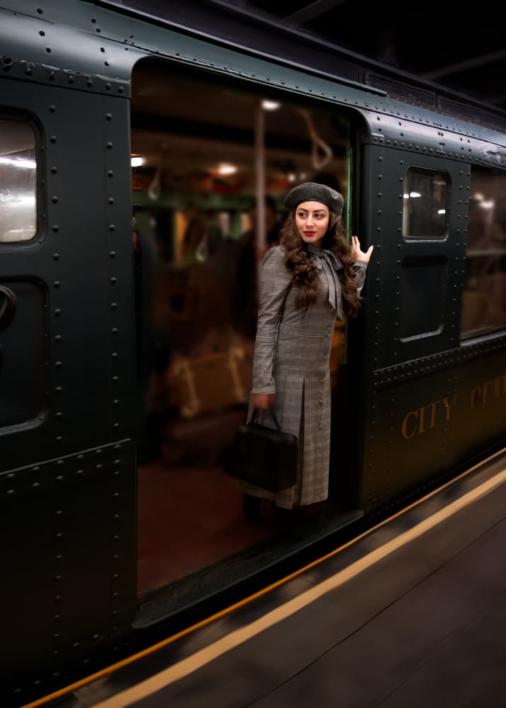 Elegant Subway Traveler by Ken Liang — canvas wall art