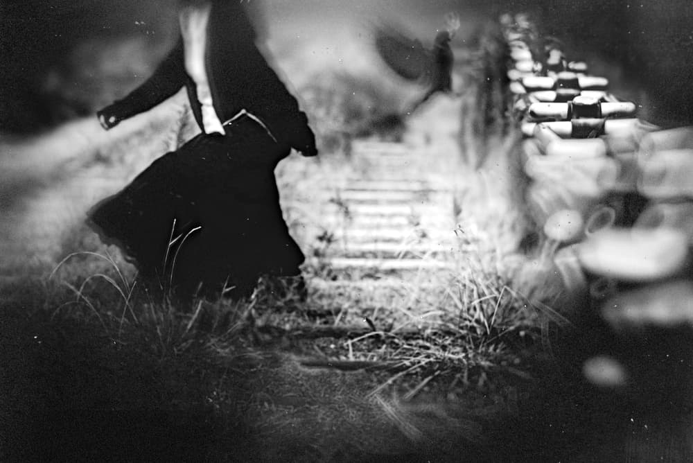 Ethereal Figure on Tracks by Teruhiko Tsuchida — canvas wall art