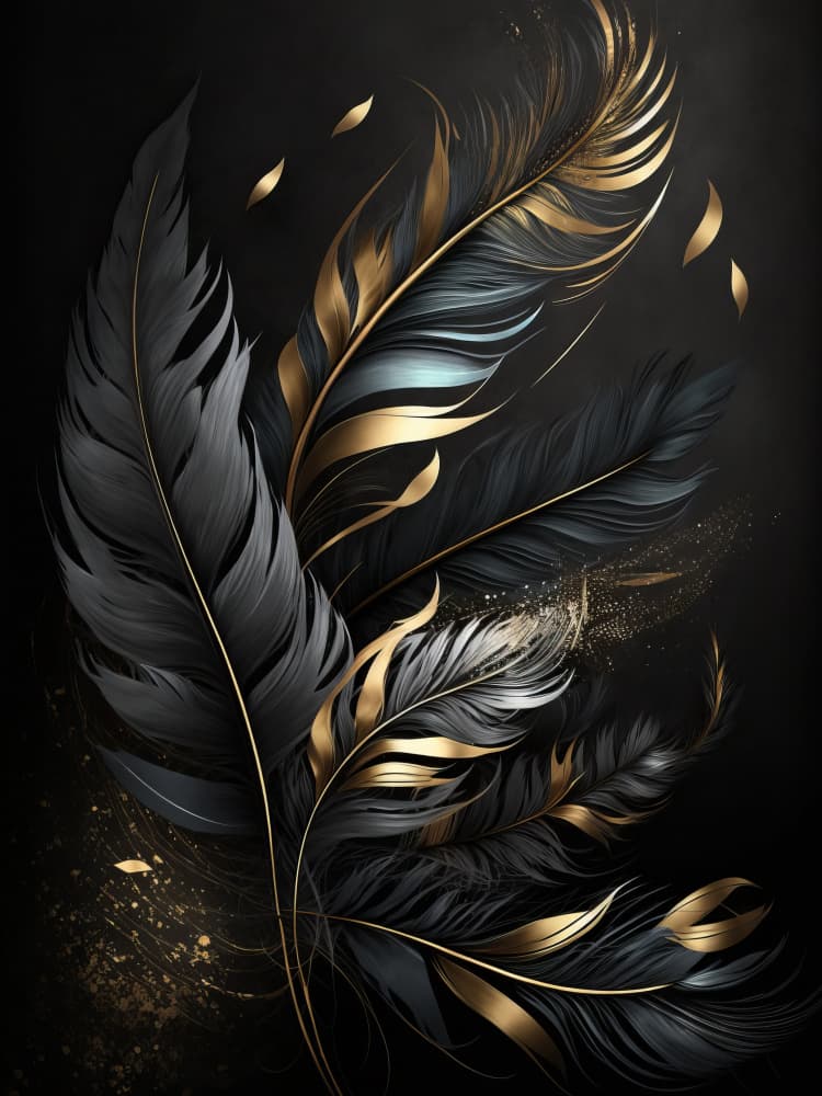 Elegant Golden Feathers by Bilge Paksoylu — canvas wall art