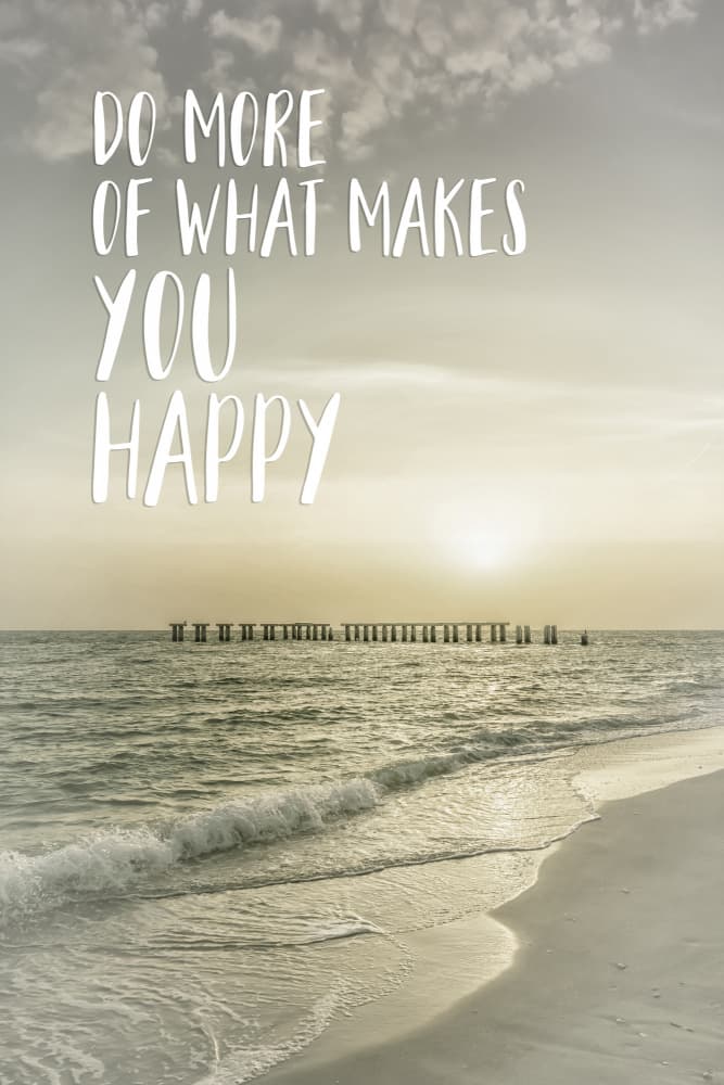 Happy Beach Sunset Quote by Melanie Viola — canvas wall art