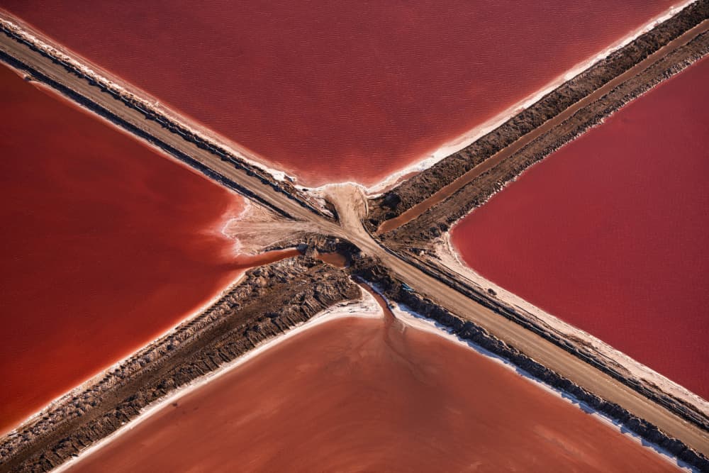 Abstract Red Salt Ponds by Johan Enslin — canvas wall art