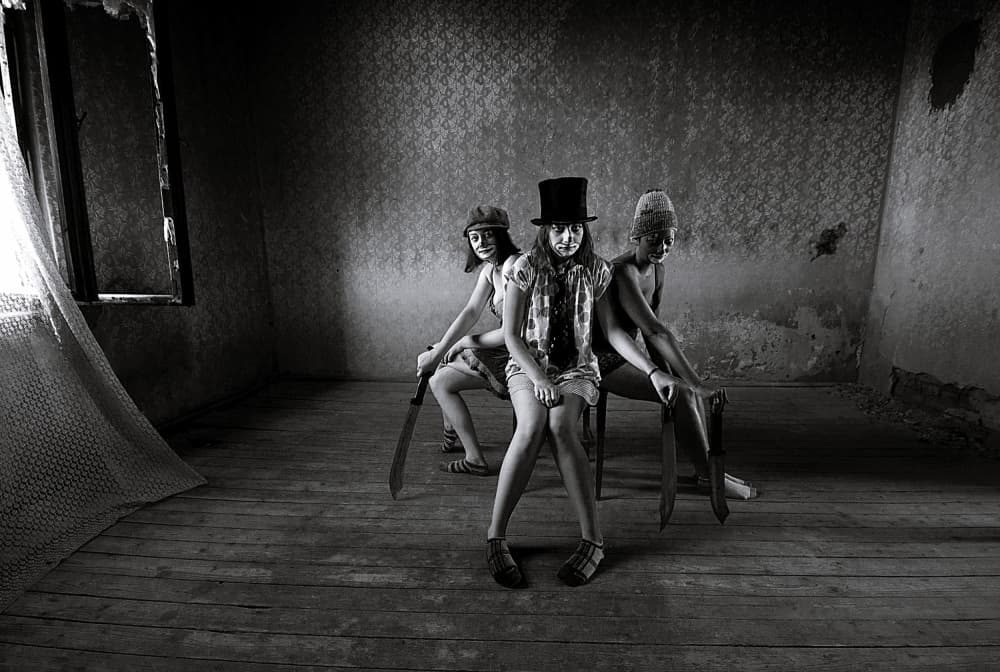 Young Women With Blades by mario grobenski - psychodaddy — canvas wall art