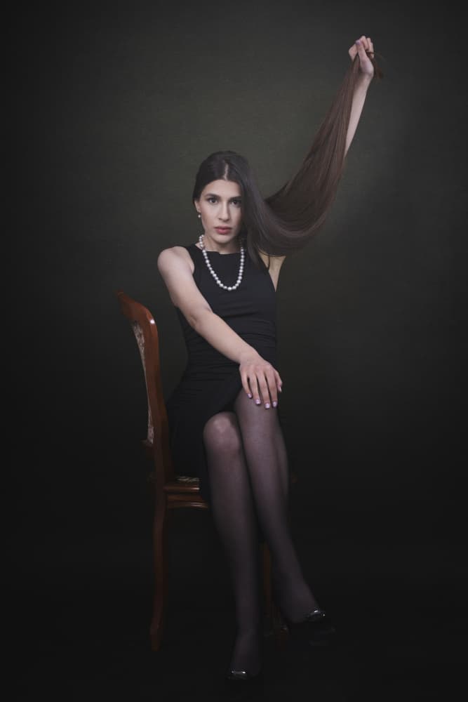 Elegant Woman Long Hair by Bogdan Negoita — canvas wall art