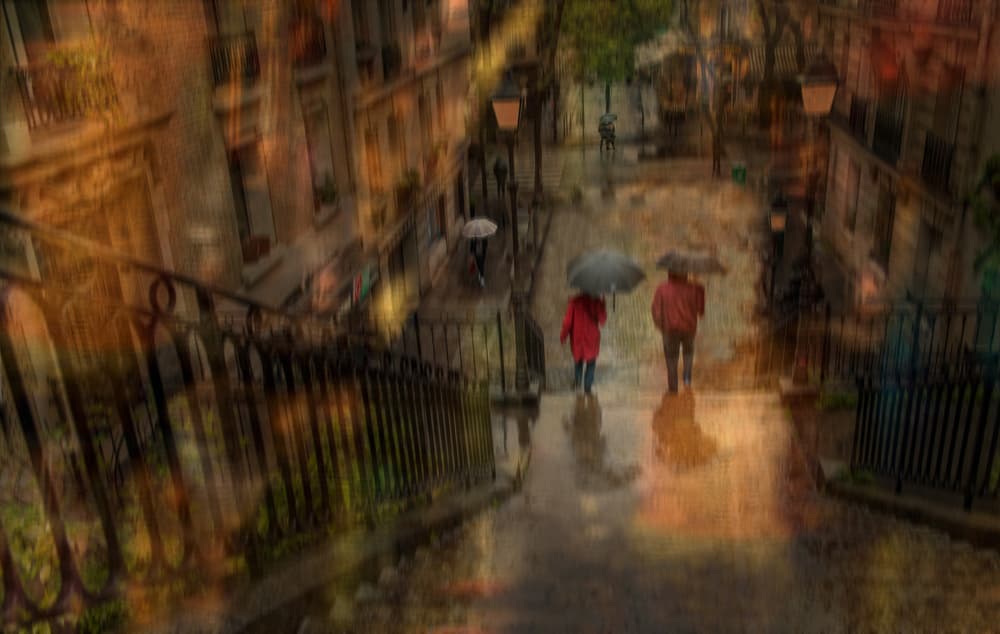 Couple In Rainy City by Anette Ohlendorf — canvas wall art