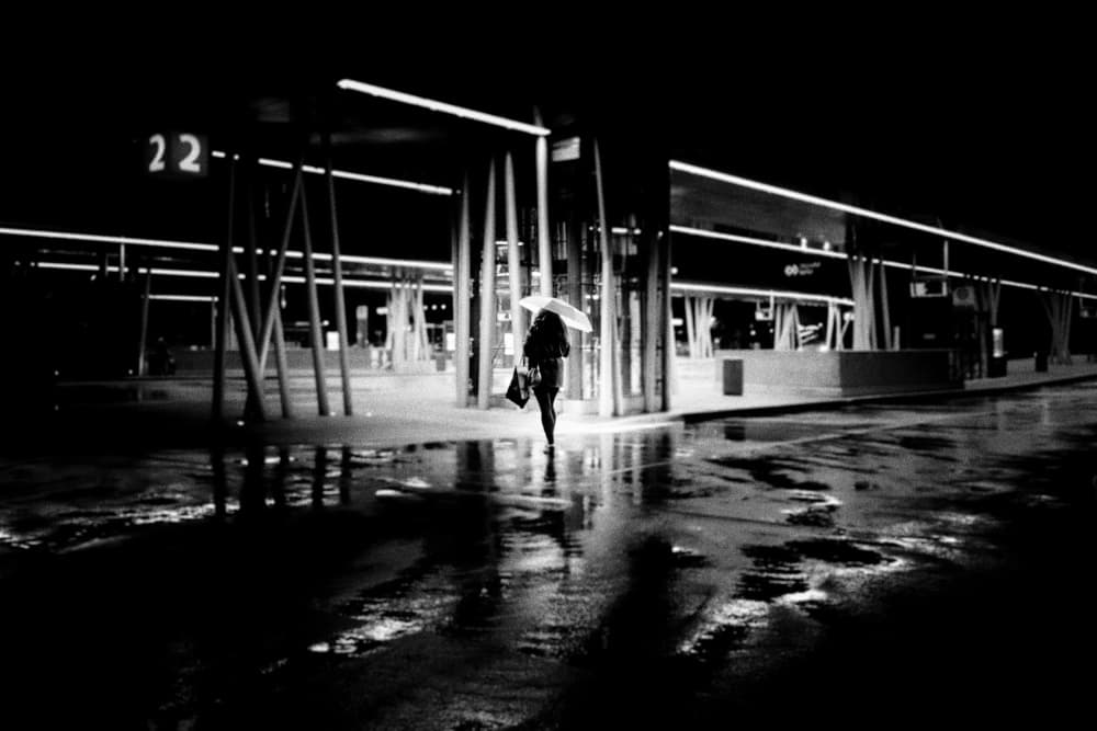 Solitary Rainy Night by Adam Street Photographer — canvas wall art