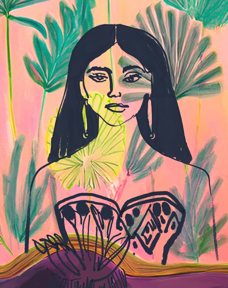 Tropical Woman Portrait by Beate Tubach — canvas wall art