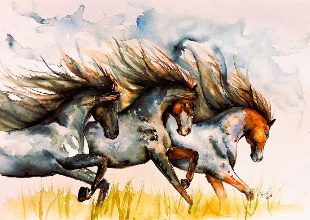Galloping Spirit Horses by Anda Bieza — canvas wall art