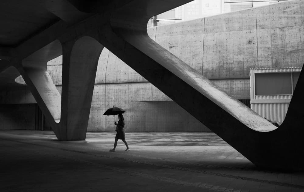 Umbrella Under Modern Concrete by Mi Young Choi — canvas wall art