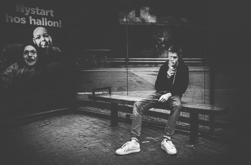 Urban Smoker Night Scene by Alex Ogazzi — canvas wall art