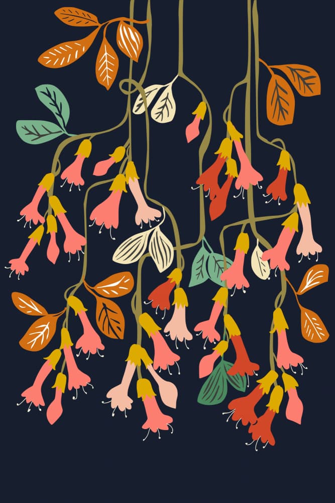 Cascading Pink Flowers by Annick — canvas wall art