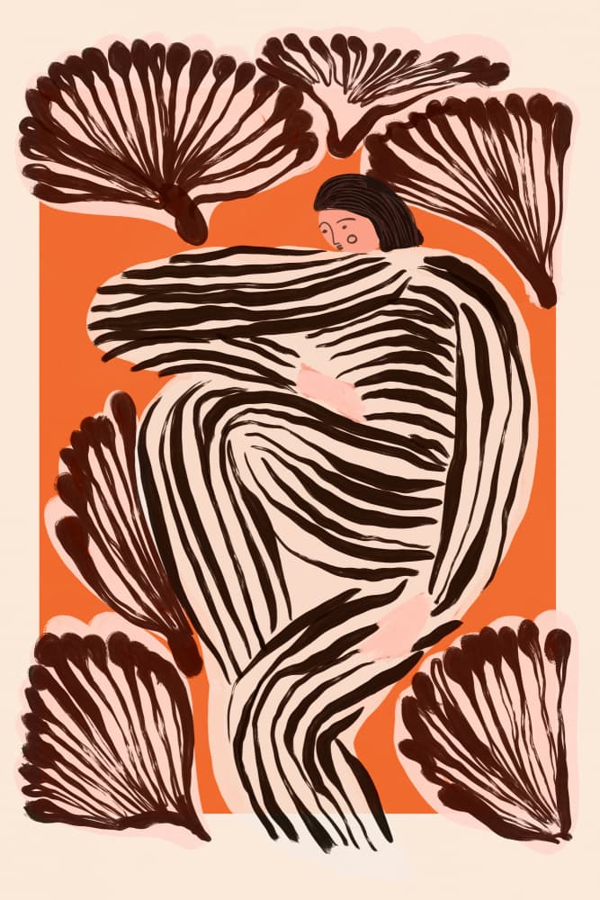 Serene Striped Woman by Treechild — canvas wall art