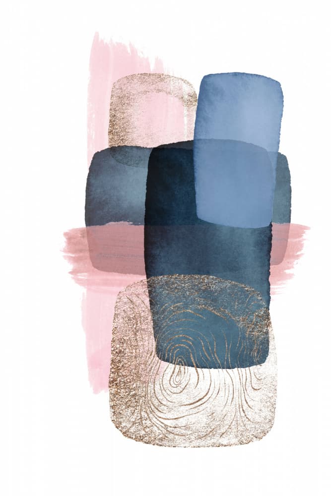 Abstract Blue Pink Gold by Sally Ann Moss — canvas wall art