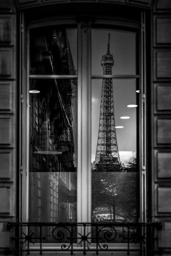 Eiffel Tower Window Reflection by Raffi Bashlian — canvas wall art