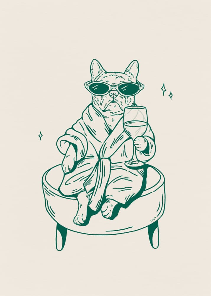 Chic Dog Spa Day by Tara Royle — canvas wall art
