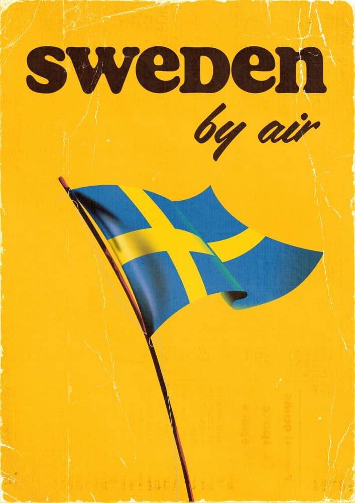 Waving Swedish Flag by Nicholas — canvas wall art