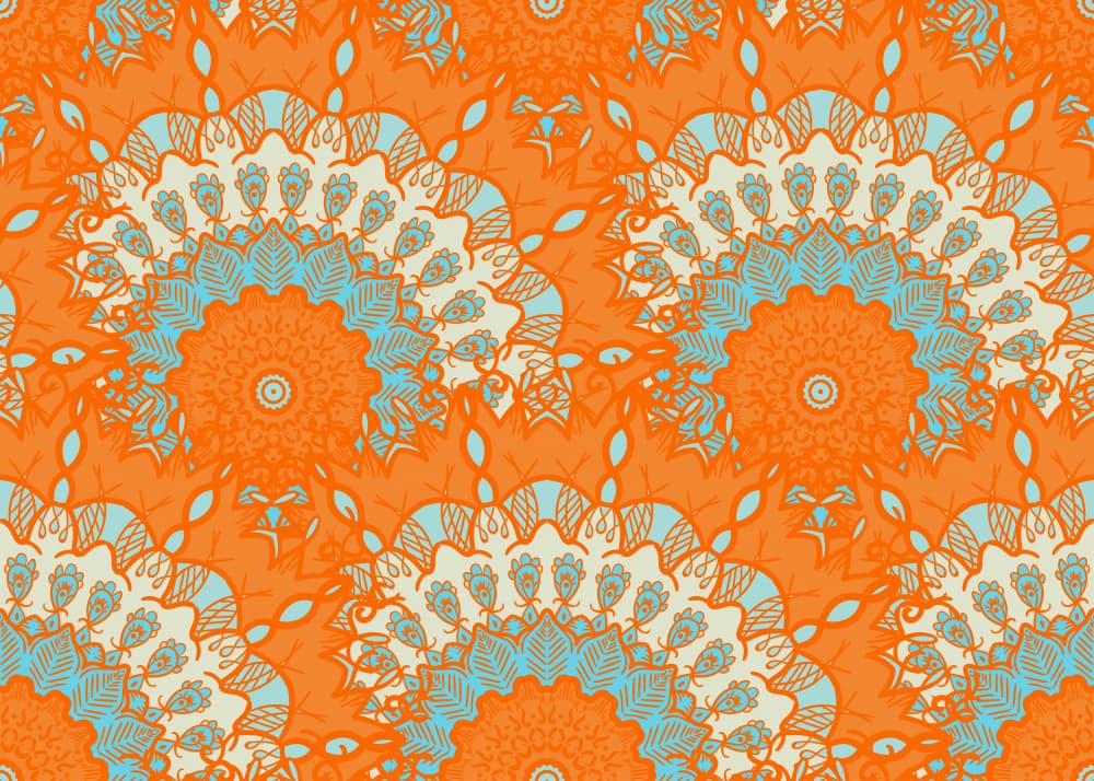 Vibrant Orange Mandala Pattern by Marika Barsrsind — canvas wall art