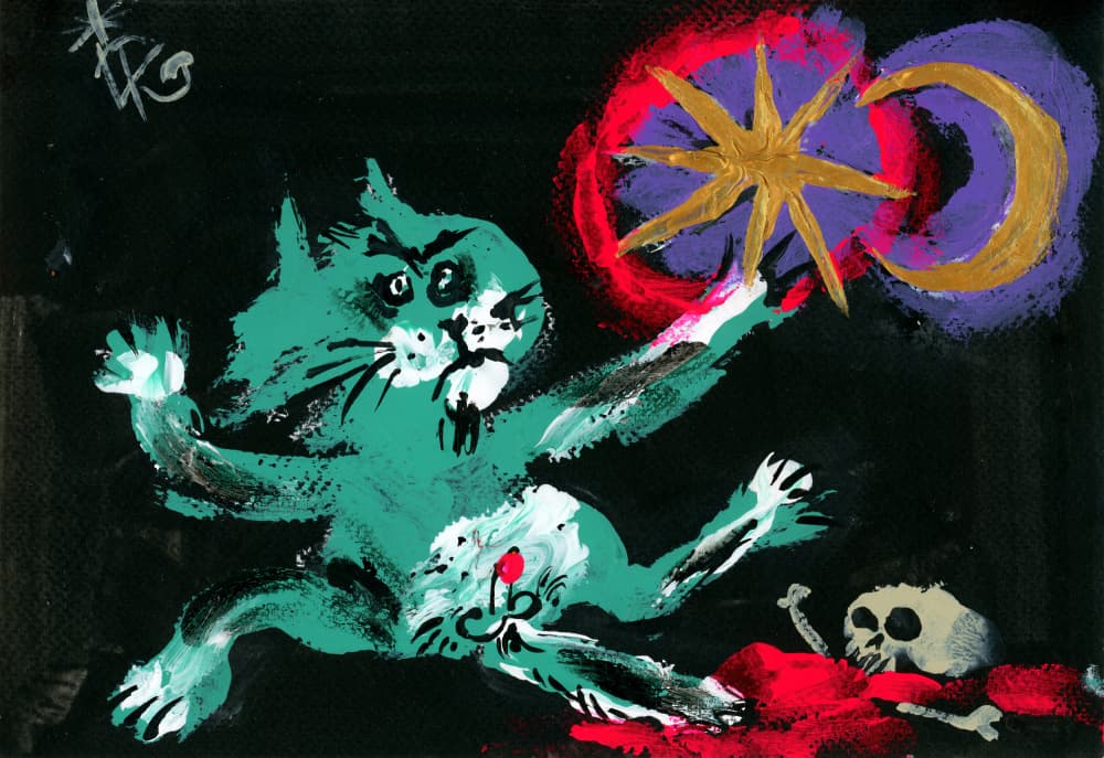 Witch Cat Celestial Spell by Kanat Ibragimov — canvas wall art