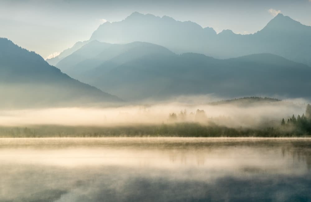 Misty Mountain Sunrise by Ulrike Eisenmann — canvas wall art