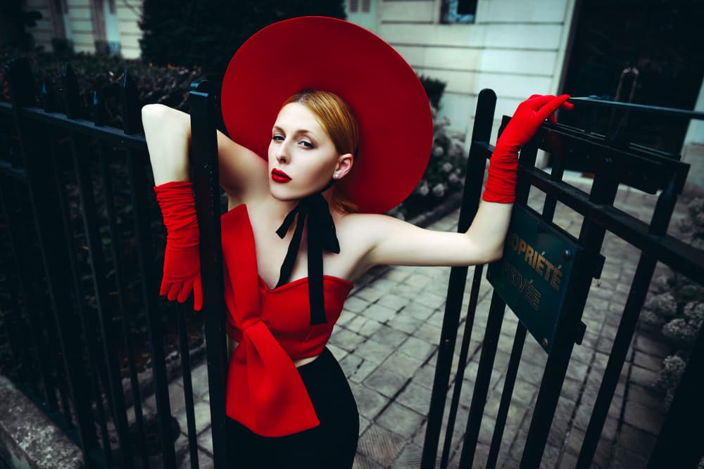 Elegant Red Hat Woman by Ruslan Bolgov — canvas wall art
